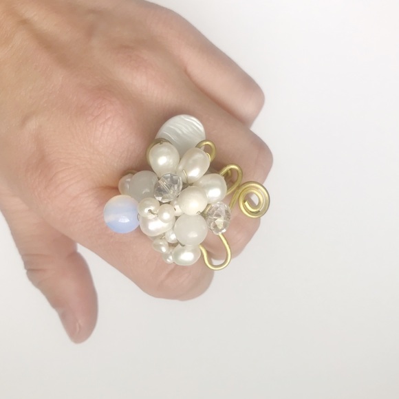 Pearl and Brass Ring - Picture 2 of 2